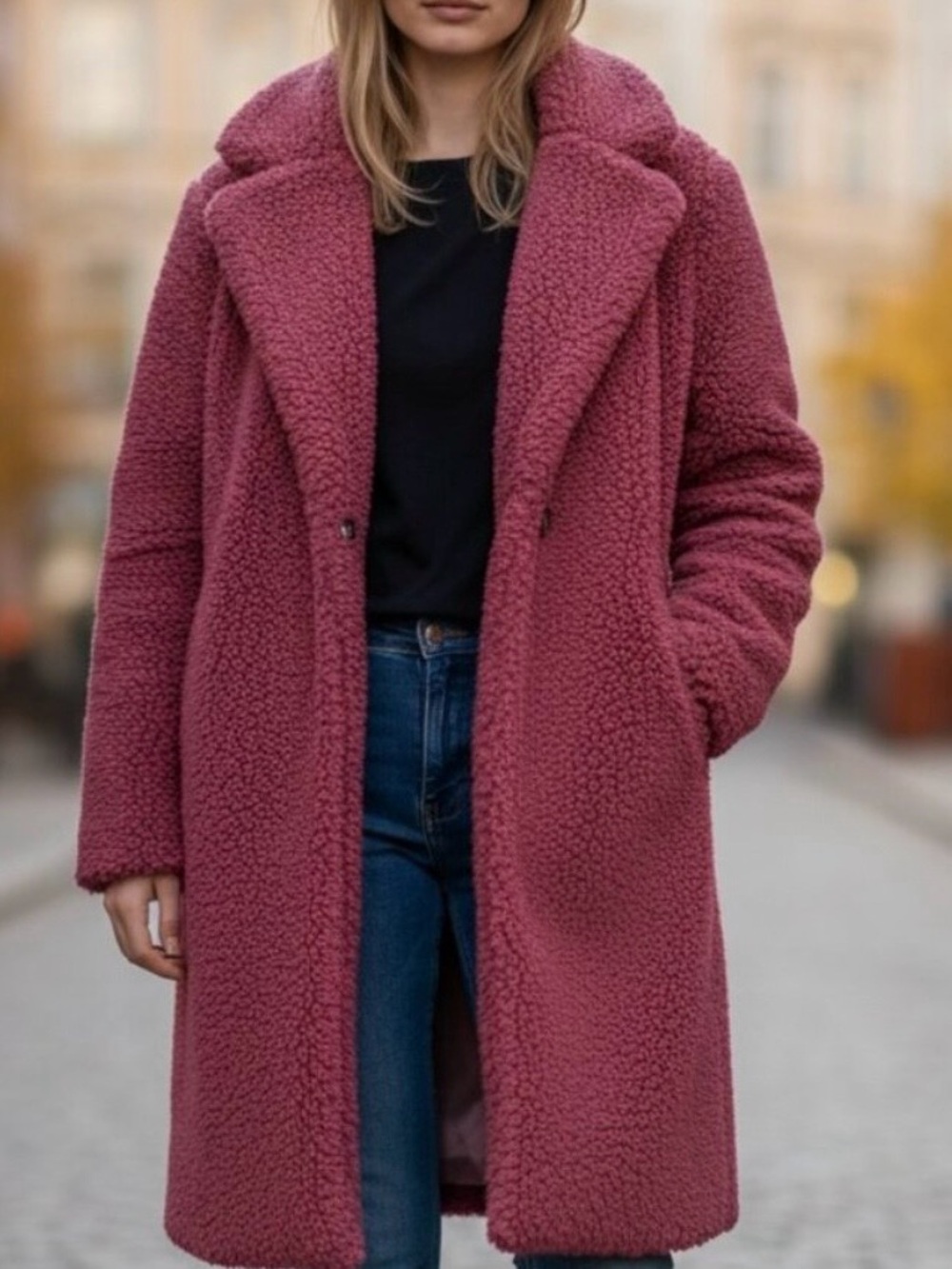 J. Crew Plush Teddy Sherpa Top Coat/Jacket - Size M - Dried Rose Pink
